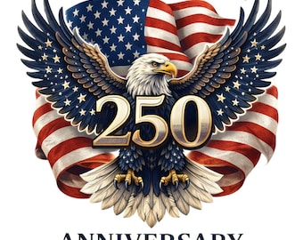 Amerika 250-jarig jubileum, png, retrodesign patriottische adelaar (1776-2026)