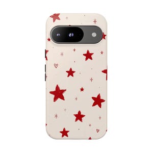 Cover protettiva per Google Pixel con stelle rosse disegnate a mano / Cover protettiva celeste (SKY-0004)