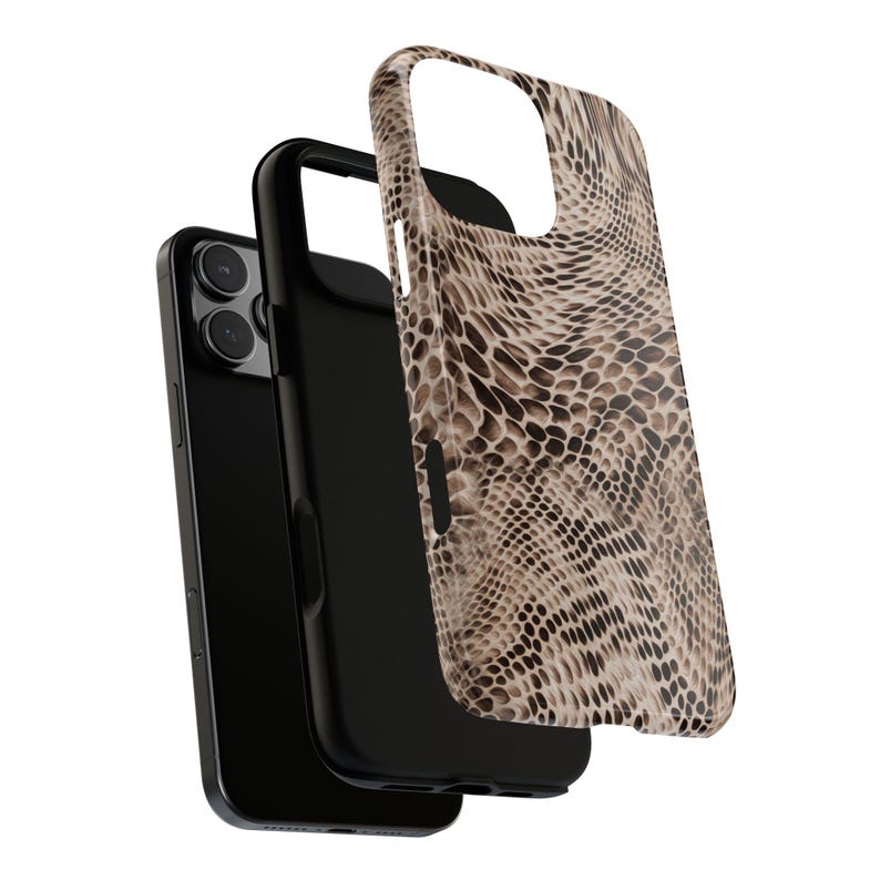 Python luxe iPhone-hoesje | Neutrale beschermhoes met slangenprint (ANM-0004) afbeelding 3