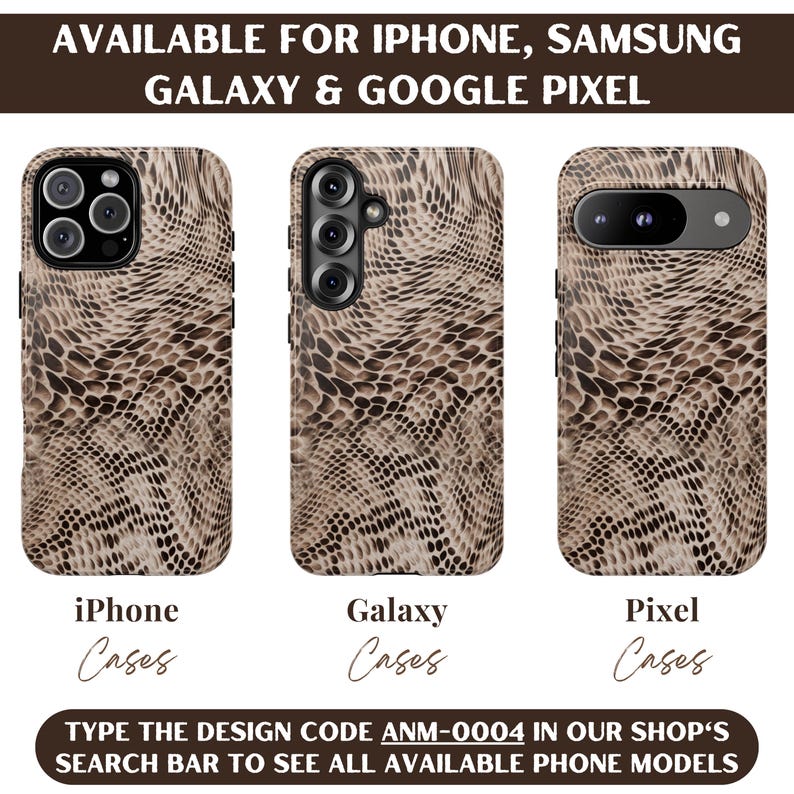 Custodia per Google Pixel Python Luxe / Cover protettiva neutra con stampa serpente (ANM-0004) immagine 10