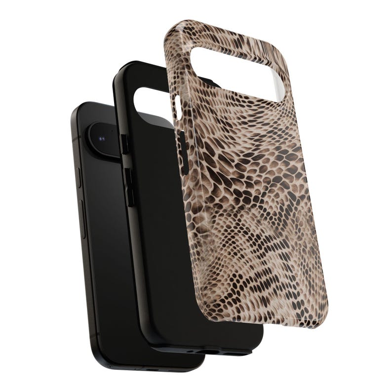 Custodia per Google Pixel Python Luxe / Cover protettiva neutra con stampa serpente (ANM-0004) immagine 3