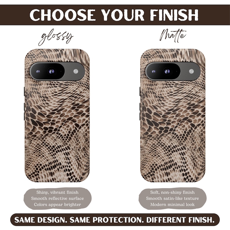 Custodia per Google Pixel Python Luxe / Cover protettiva neutra con stampa serpente (ANM-0004) immagine 4