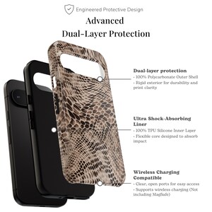 Custodia per Google Pixel Python Luxe / Cover protettiva neutra con stampa serpente (ANM-0004) immagine 5
