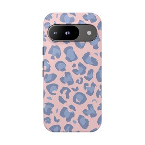 Custodia per Google Pixel con stampa leopardata rosa e blu / Cover protettiva con motivo animalier (ANM-0008)