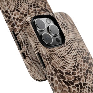 Python luxe iPhone-hoesje | Neutrale beschermhoes met slangenprint (ANM-0004) afbeelding 2