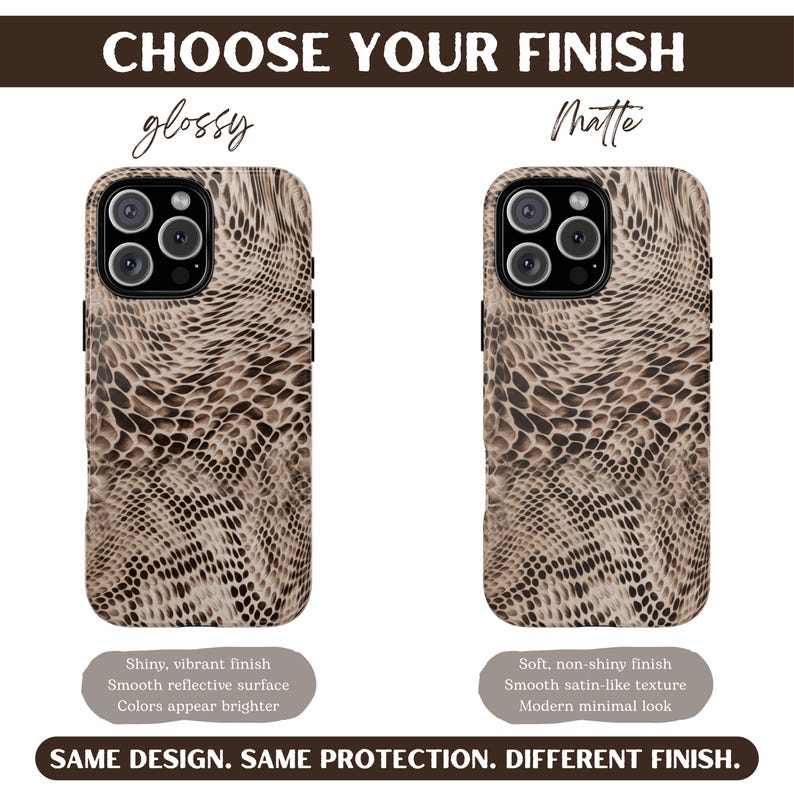 Python luxe iPhone-hoesje | Neutrale beschermhoes met slangenprint (ANM-0004) afbeelding 4