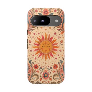 Custodia per Google Pixel con motivo paisley e sole celeste / Cover protettiva in stile boho chic (BOH-0007)