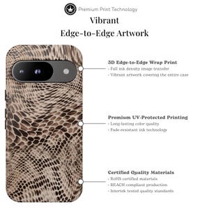Custodia per Google Pixel Python Luxe / Cover protettiva neutra con stampa serpente (ANM-0004) immagine 6