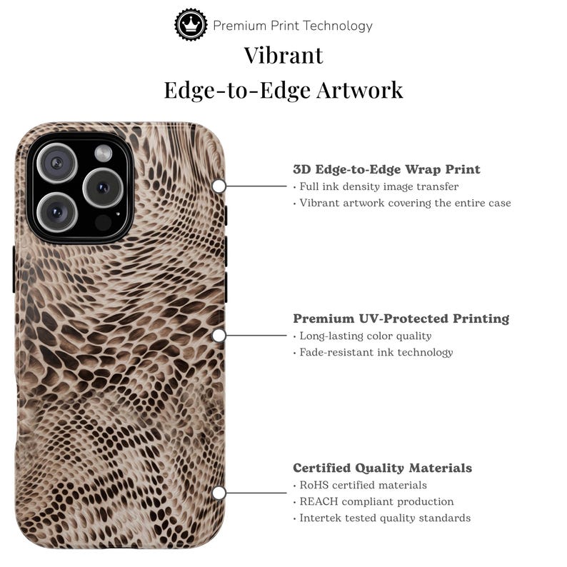 Python luxe iPhone-hoesje | Neutrale beschermhoes met slangenprint (ANM-0004) afbeelding 6