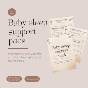 Pack d'aide au sommeil de bébé : suivi du sommeil, planificateur de routines, réveil Windows et aide au sommeil | Guide du sommeil du nouveau-né (PDF imprimable, Canva)