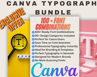 Guide d'association des polices de caractères Canva | Plus de 100 combinaisons, lot de typographie (PDF)