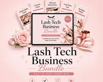 Lash Tech Business Bundle Canva, 40 Templates 4 Styles, Lash Intake Form Price List Aftercare Card Consent Form
