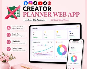 Planificateur de créateurs de contenu, application Web pour réseaux sociaux, YouTube Instagram TikTok (téléchargement numérique)