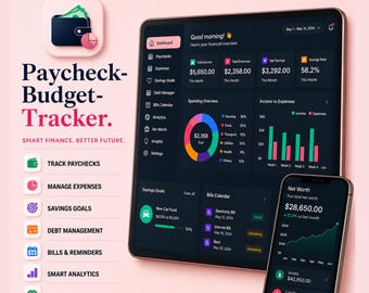 Paycheck Budget Tracker 2026 | Finance App, Bill Savings Debt Planner (Instant Download)