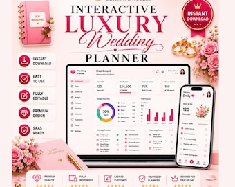 Luxury Wedding Planner 2026 Web App, Interactive Dashboard (Digital Download)