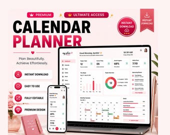 Calendar Planner |Content Calender Planner| Daily Weekly Monthly Productivity Planner
