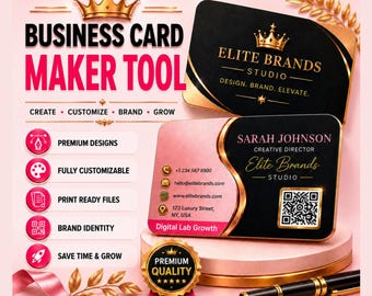 Business Card Maker Tool, 170 Designs, QR Code Generator (Digital Download)