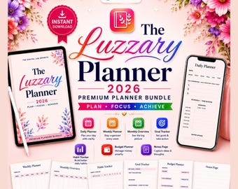2026 Minimalist Planner Bundle, Daily Weekly Monthly Planner, Goal Tracker Printable PDF