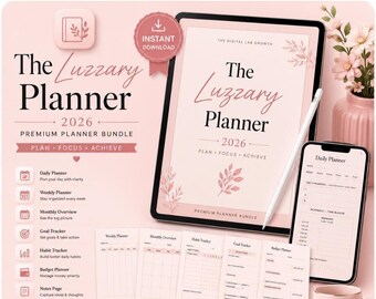 Printable Planner Bundle 2026 | Fillable PDF | Daily Weekly Monthly Habit Budget Goal + 3 BONUS Pages | Minimalist | weekly reset worksheet