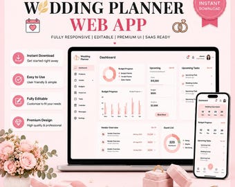 Kit d'interface utilisateur de l'application Web Wedding Planner | Suivi numérique des invités économiques (téléchargement)