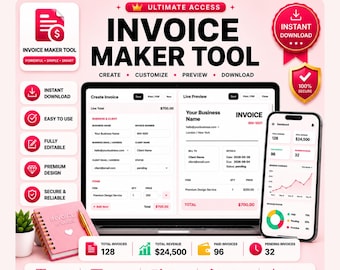 Invoice Template, Invoice Template Small Business, Freelance Invoice Template, Printable Invoice Maker, Editable Invoice Toll