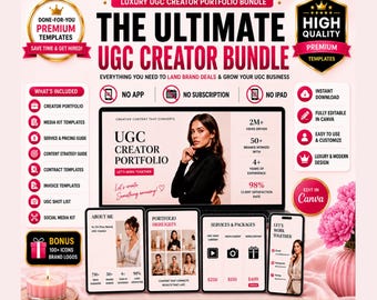 UGC Creator Portfolio Bundle, Media Kit, 4 Canva Templates (Digital Download)