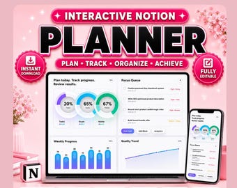 Notion Planner Pro, Productivity Dashboard, Habit Tracker, Goal Planner (Html Download)