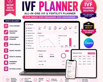 IVF-planner | Tracker voor vruchtbaarheidsbehandelingen, medicatielogboek, cyclusorganizer, IUI IVF-map | Direct downloaden