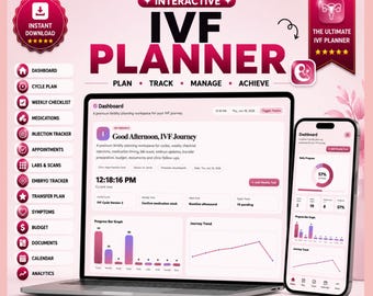 IVF Planner, Fertility Journey Tracker, Medication & Injection Log, Embryo Transfer Dashboard