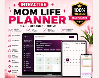 Mom Life Planner 2026, Web App and Excel Spreadsheet, Organizer