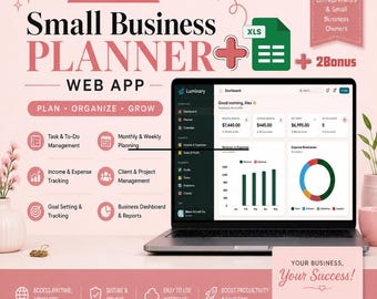 Small Business Planner 2026, Digital Business planner, Financial Toolkit Excel , Business Planner Web App, Digital Download Bonus