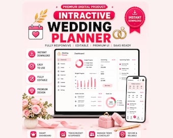 UI-kit webapp bruiloftplanner | Digitale budget-gasttracker (download)