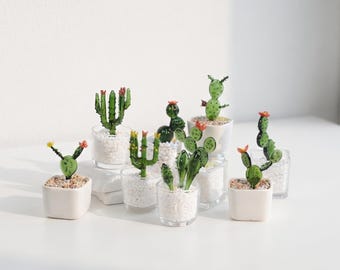 Glass Cactus Plant Pot | Handblown Glass Succulent | Mini Cactus Decor | Desert Glass Art | Office Desk Accessory | Plant Lover Gift