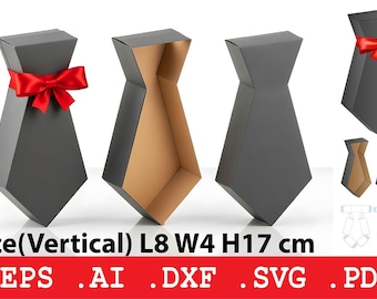 Necktie Gift Box Template SVG, Tie Shaped Packaging Box, Wedding Favor Box, Box Svg Dxf Pdf Ai Eps