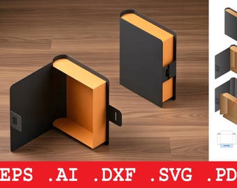 Book Style Box SVG Template, Magnetic Flap Gift Box, Luxury Packaging Box, Hardcover Box Cricut File, Laser Cut dxf eps ai pdf