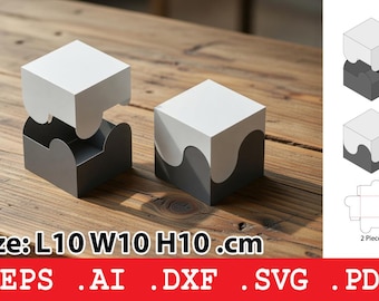 Two Piece Gift Box Svg, Interlocking Box Template, Cube Packaging Box, Laser Cut File, Cricut Svg, Svg Dxf Eps Ai Pdf
