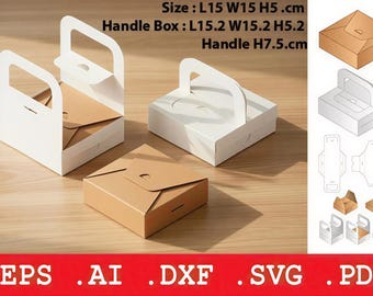 Handle Gift Box Template SVG, Carry Favor Box Die Cut, Bakery Packaging Box, Box Svg Dxf Pdf Ai Eps