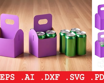 Beer Can Carrier SVG, 6 Pack Can Holder Template, Gift Box Svg, Laser Cut Dxf File, Cricut Design, Beverage Packaging Box, Pdf Eps Ai