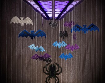 Halloween Bat Mobile SVG, 3D Paper Craft, Hanging Spider Chandelier, Cricut Cut File, Digital Download