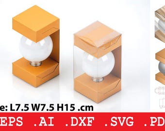 Light Bulb Box Svg, Lamp Packaging Template, Clear Window Gift Box, Laser Cut Box, Cricut File, Svg Dxf Eps Ai Pdf