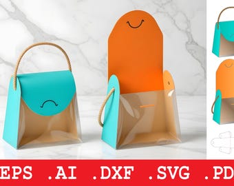 Clear Window Gift Bag Svg Template, Transparent Packaging Box, Treat Favor Bag, Laser Cut File, Cricut Design, Dxf Pdf