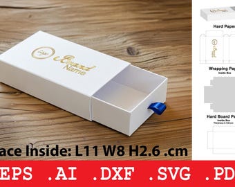 Personalized Drawer Gift Box Template Svg, Sliding Jewelry Packaging Box, Cricut Cut File, Dxf Pdf Eps Ai Design