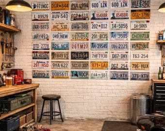 50 letreros vintage para matrículas, decoración de pared para garaje con impresión UV 2D