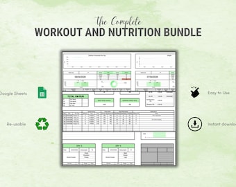 METRIC / Paquete de seguimiento de entrenamiento y nutrición en Google Sheets / Planificador de fitness / Seguimiento de calorías / Hoja de cálculo para registro de carreras / Descarga instantánea
