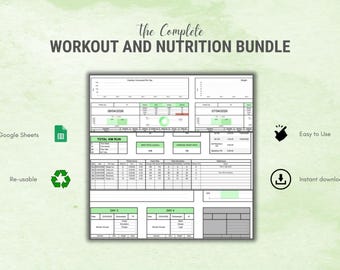 IMPERIAL | ワークアウトと栄養トラッカーバンドル Google スプレッドシート | フィットネスプランナー | カロリートラッカー | ランニングログスプレッドシート 即時ダウンロード