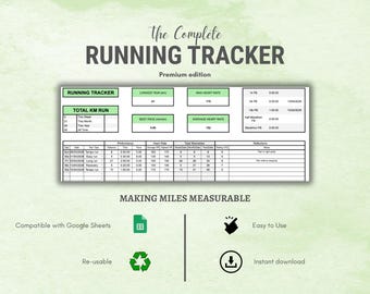 mi | ランニングトラッカー Google スプレッドシート プレミアム | 距離とペースの記録 | 走行距離と進捗状況のプランナー | フィットネス スプレッドシート | 即時ダウンロード