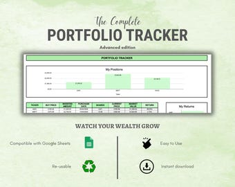 GBP / Seguimiento de cartera de inversiones en Google Sheets (versión avanzada) / Hoja de cálculo de asignación de activos de rendimiento / Planificador financiero / Descarga instantánea
