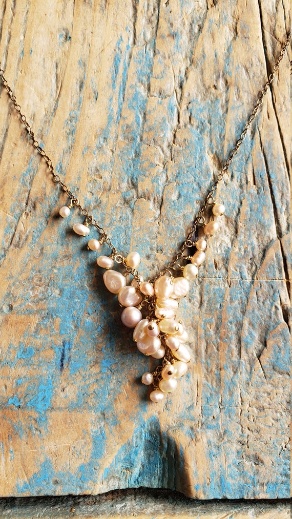 Peach Pearl Choker Necklace