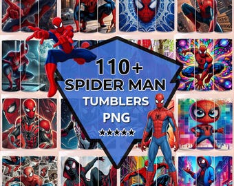 110+ Spiderman Tumbler Wrap Bundle, 20 Oz Tumbler Png Sublimation Design, Cartoon Character Tumblers, Superhero Wraps, Superhero Tumblers