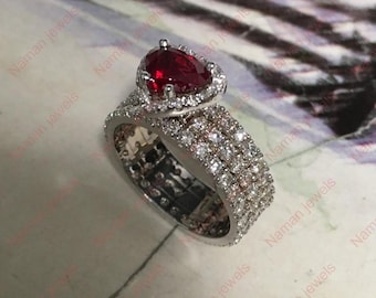 2.00Ct Oval Cut Rubin Diamant Verlobungsring 925 Sterling Silber